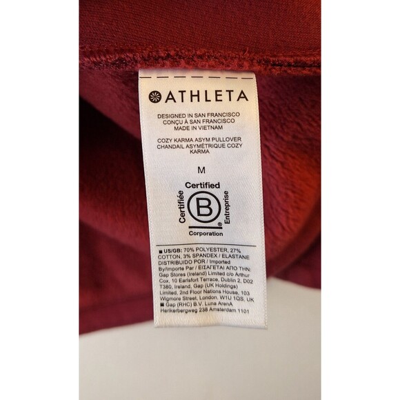 ATHLETA COZY KARMA Asymmetric Pullover Women's M Fleece Lined Wrap Hem Workout - Picture 7 of 11